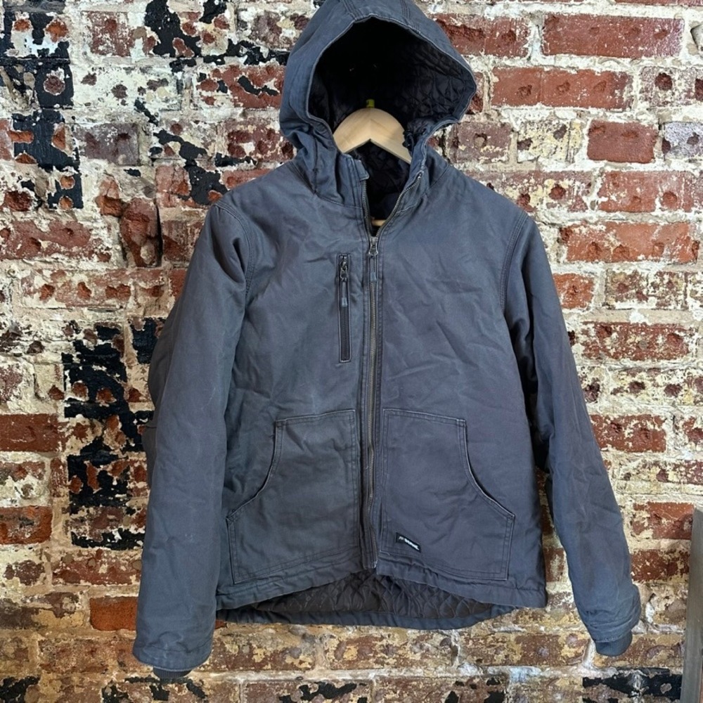 Berne Utility Work Chore Gray Hooded Jacket Canvas Womens Medium